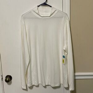 Westbound Woman Mock Neck Pullover 2X White Layering Piece Spring Office Casual